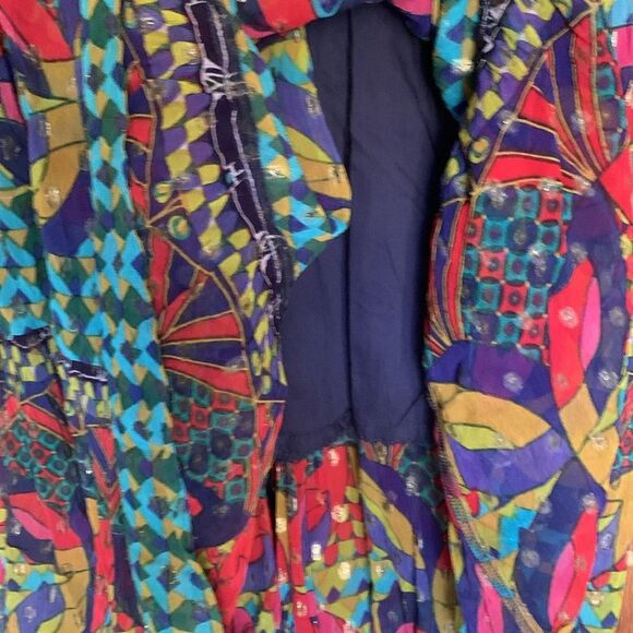 Anthropologie Abstract blue/green metallic maxi dress NWT - Picture 12 of 14